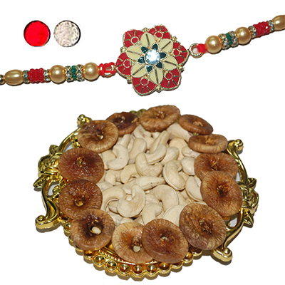"Rakhi - ZR-5140 A (Single Rakhi) , Dryfruit Thali - code RD400 - Click here to View more details about this Product